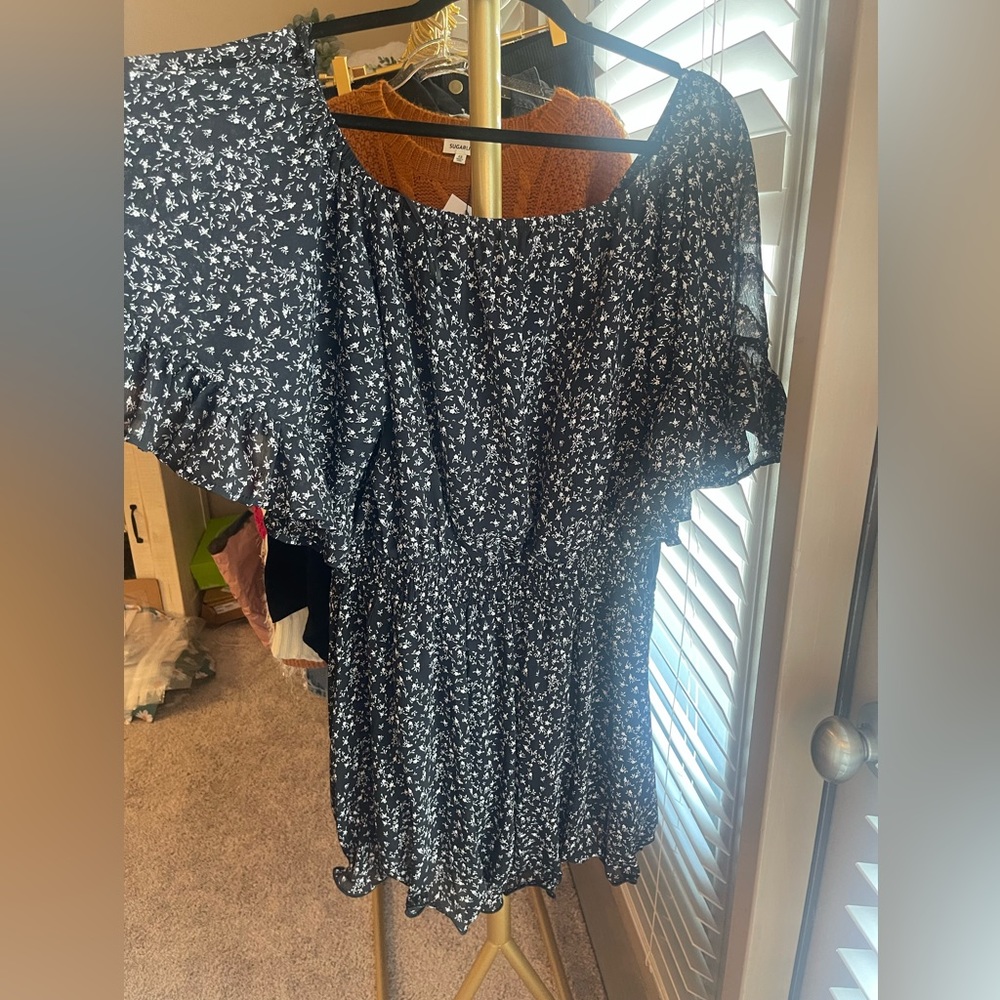 VICI Off the Shoulder Black Romper